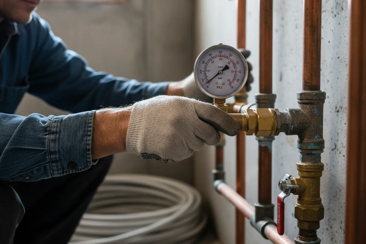 Pressure testing a repaired line during Water Line Repair in Mcallen